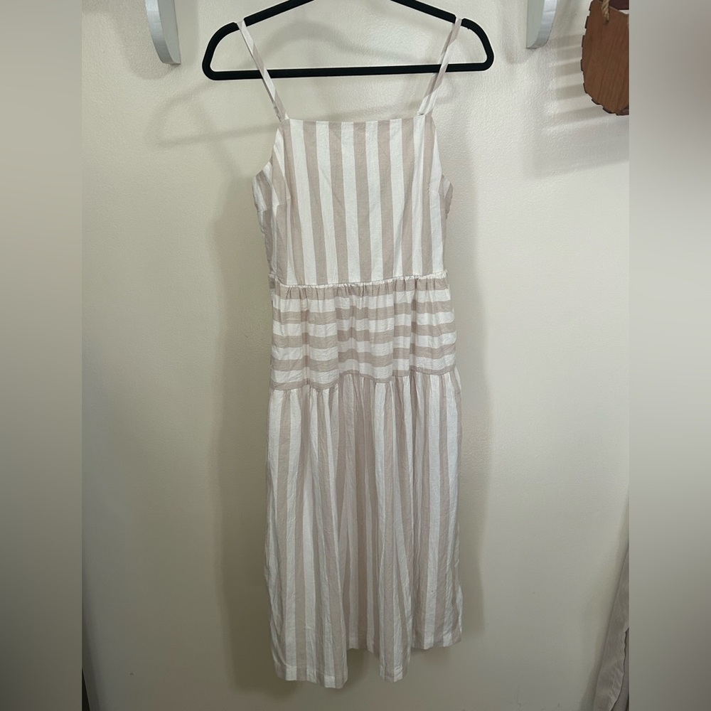 NEW Striped Sleeveless Dress in White and Beige